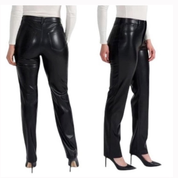 Joie Black Straight Leg Faux Leather Pants Size 10 NWOT - Picture 3 of 5
